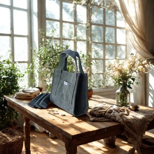 Mini Tasche aus gewachstem Canvas, Ledertasche mit Riemen, Crossbody Bag für Damen, Vegane Tasche aus gewachstem Canvas, Mini-Handtasche aus Canvas, von La Cocci