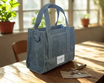 Waxed Canvas Crossbody Bag, Everyday Shoulder Bag by La Cocci
