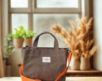 Waxed Canvas Tote Bag, Zipper Top, Crossbody Bag by La Cocci