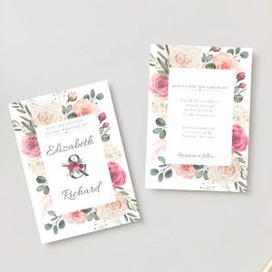 wedding invitation floral bohemian and canva editable printable A6 canva Digital DIY Template