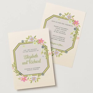 wedding invitation floral bohemian and canva editable printable A6 canva Digital DIY Template