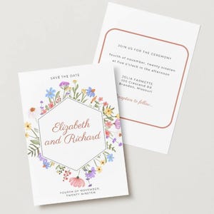wedding invitation floral bohemian and canva editable printable A6 canva Digital DIY Template