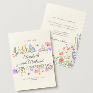 wedding invitation floral bohemian and canva editable printable A6 canva Digital DIY Template