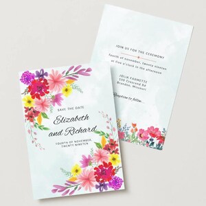 wedding invitation floral bohemian and canva editable printable A6 canva Digital DIY Template