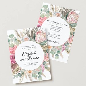 wedding invitation floral bohemian and canva editable printable A6 canva Digital DIY Template