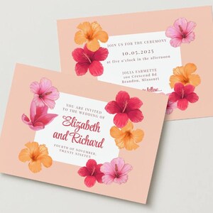 wedding invitation floral bohemian and canva editable printable A6 canva Digital DIY Template