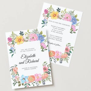 wedding invitation floral bohemian and canva editable printable A6 canva Digital DIY Template