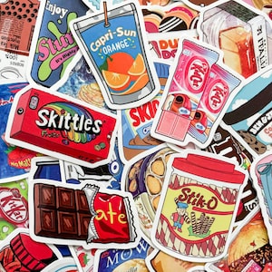 50 Random Cartoon Dessert Stickers, Funny Snack Stickers, Food Aesthetic Stickers, Waterproof Stickers Pack for Journal and Water Bottle