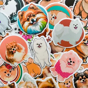 50 Random Cartoon Pomeranian Stickers, Kawaii Dog Stickers, Funny Puppy Face Stickers, Waterproof Stickers for Journal,Scrapbook,Kids' Craft