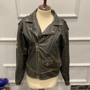 Vintage 90s Distressed Brown Leather Biker Jacket - Stairways Moto XL