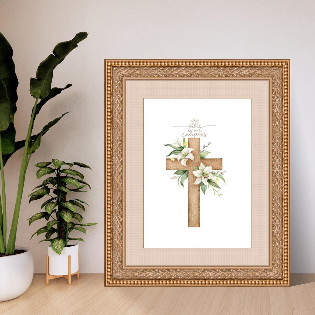 Bible Verse Cross Art – Christian Scripture Print (5x7 Digital Download ...