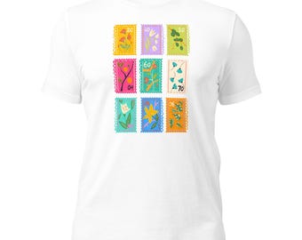 Stamp Collection Graphic Tee | Floral Botanical Print Shirt