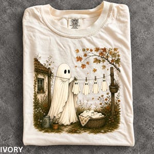 Ghost Laundry Shirt, Cottagecore Spooky Autumn Tee, Cozy Fall Apparel