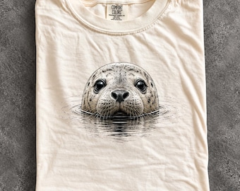 Peeking Seal T-Shirt, Ocean Wildlife Marine Animal Tee, US Cotton Comfort Colors