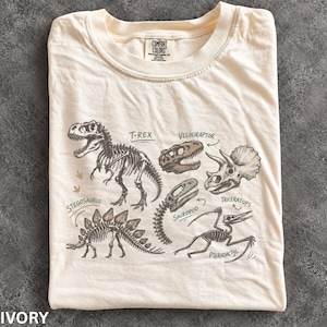 Dinosaur Skeletons T-Shirt, T-Rex Fossil Graphic Tee, Paleontology Lover Gift