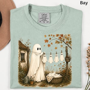 Ghost Hanging Ghosts Shirt, Cottagecore Ghost Tee, Cute Halloween Laundry Shirt, Spooky Autumn Shirt, Funny Ghost Gift, Cozy Fall Tee