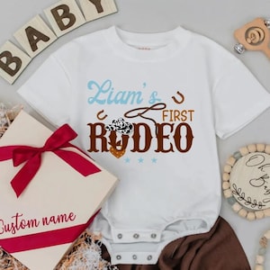 Personalized First Rodeo Baby Romper: Custom Cowboy Outfit, 1st Birthday