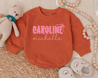 Personalized Name Baby Girl Outfits Romper Sweatshirt, Newborn Clothes, Custom baby Romper Sweatshirt, Baby Shower Gift, Baby Girl Clothes