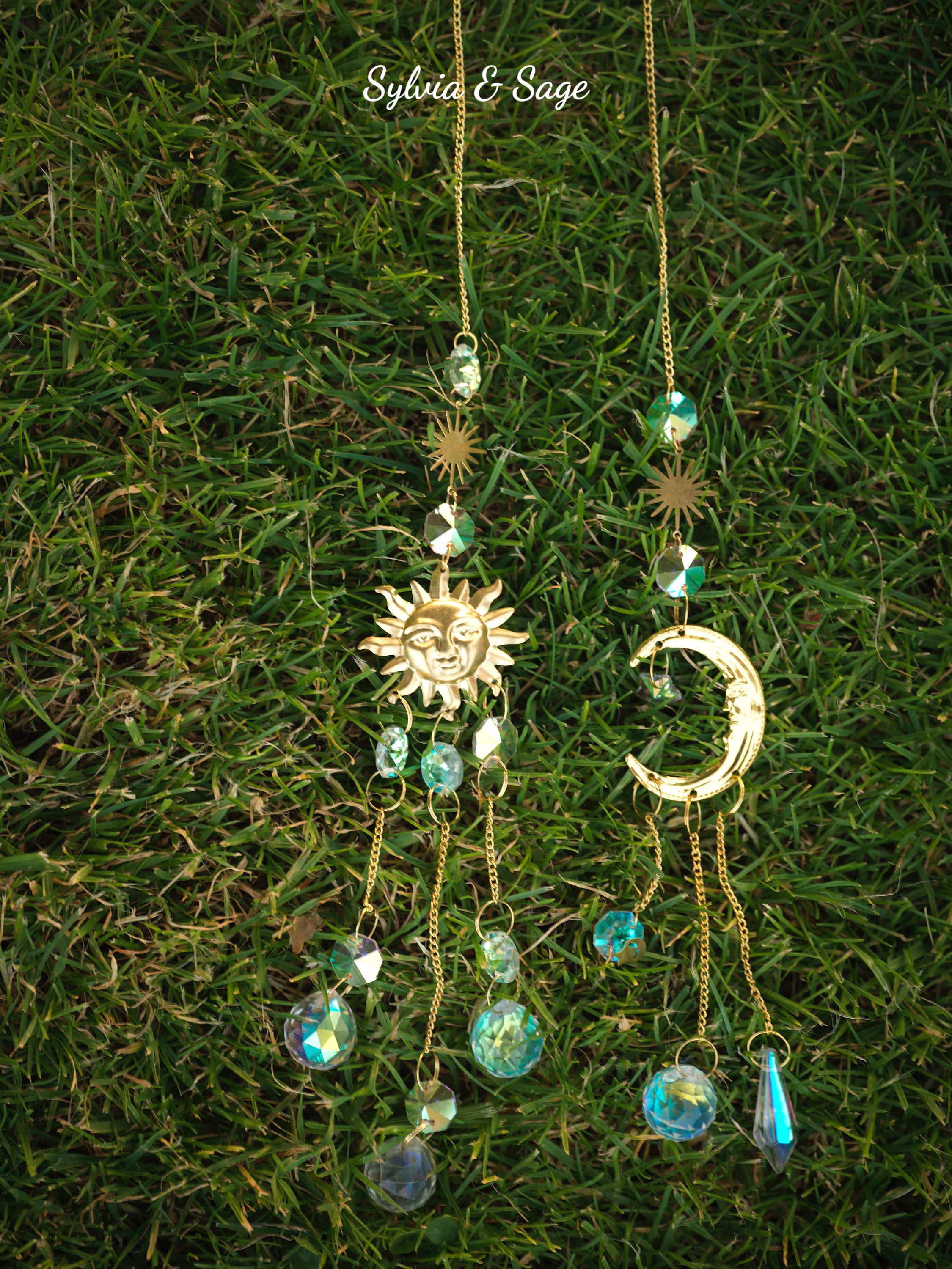 Sun and Moon Crystal Suncatcher: Rainbow Maker Window Hanging - Etsy
