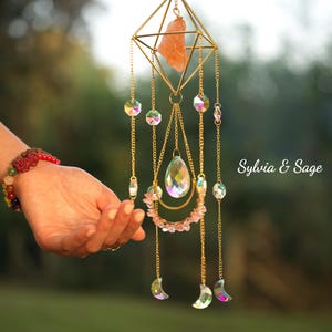 Crystal Sun Catcher, Rainbow Maker, Healing Meditation Hanging, Housewarming Gift, Christmas Gift, Amethyst Suncatcher, Feng Shui Decor
