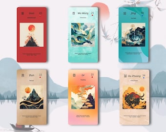 I Ching Oracle Cards, 64 Hexagrams for Beginners, Yijing Divination Deck