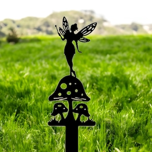 Butterfly Fairy Garden Stake: Metal Silhouette Lawn Art