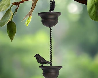 Bronze Bird Rain Chain: Decorative Garden Downspout Alternative