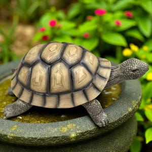 Realistic Resin Tortoise Garden Statue: Weatherproof Turtle Lawn Decor