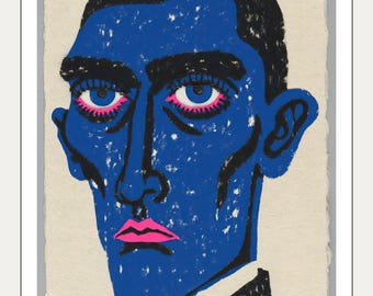 Lámina decorativa de retrato llamativo • Rostro de estilo pop art • Decoración neoexpresionista para el hogar • Descarga digital