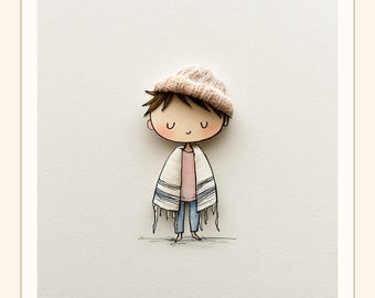 Lámina decorativa para pared "Niño acogedor" • Decoración infantil original • Ilustración para habitación de bebé • Descarga digital