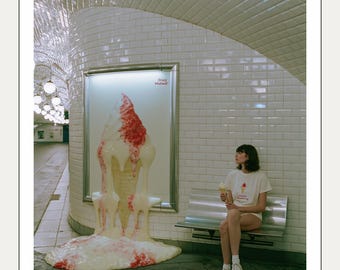 Surreal Melting Ice Cream Print • Cinematic Subway Wall Art (Digital Download)