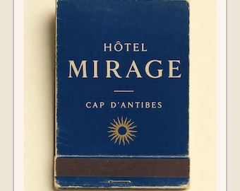 Lámina con diseño de caja de cerillas vintage • Decoración de pared de hotel en la Riviera Francesa • Póster de viaje de Cap d'Antibes (Descarga digital)