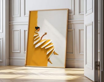 Impresión de arte mural abstracto minimalista / Póster de figuras recortadas en papel / Decoración editorial moderna / Descarga digital