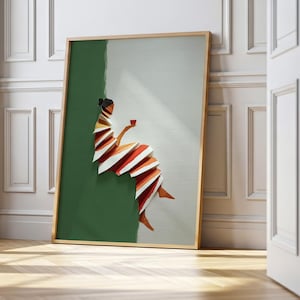 Minimalistische abstracte muurkunstprint | Papier gesneden figuurposter | Modern redactiedecor | Digitale download