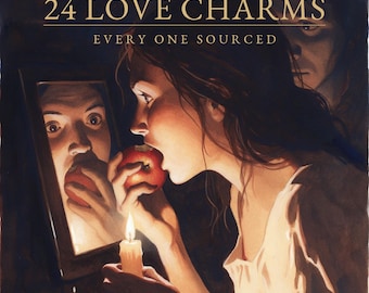 Libro imprimible de folclore y adivinación del amor, 24 amuletos ilustrados en PDF, calendario de Halloween, Samhain y solsticio de verano, páginas de diario de grimorio.