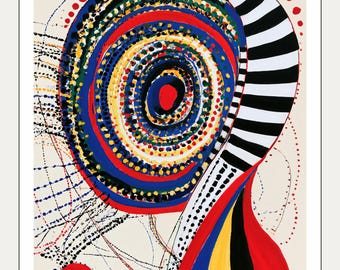 Lámina artística de espiral de puntos pintada a mano • Decoración de pared abstracta y llamativa (descarga digital)