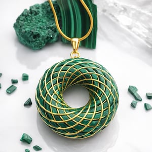Elektromagnetyczny, torus, cewka Rodina, malachit, pole elektromagnetyczne, platerowany 24-karatowym złotem