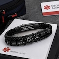Personalized Medical Alert Leather Bracelet, Custom Engraved Adjustable Men & Women Emergency ID Bracelet Medical ID Jewelry product logo