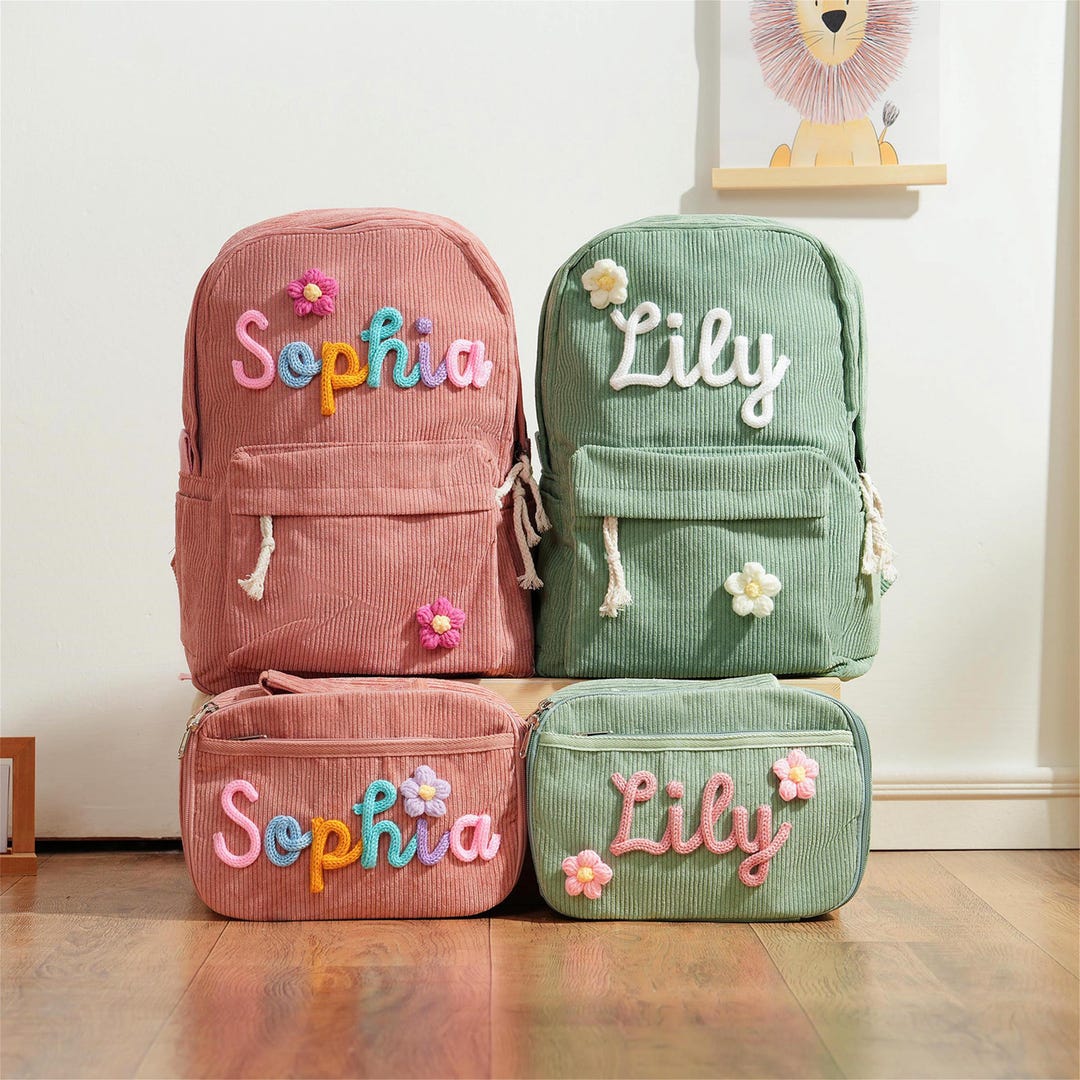 Personalized Corduroy Toddler and Children Backpack & Lunch Bag Set ...