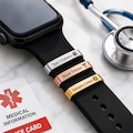 Custom Medical ID Tag for Apple Watch Bands, Personalized Stainless Steel Emergency Engraved Plate for Allergy Diabetes ICE Contact Safety product logo