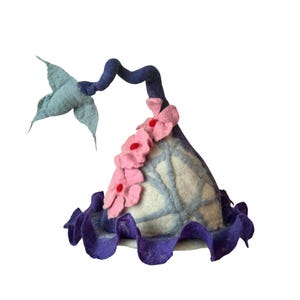 Gorgeous Handmade Wool Sauna Hat – 100% Natural Felt – One Size - Floral Fairy Design – Eco Sauna Accessory – Unique Gift