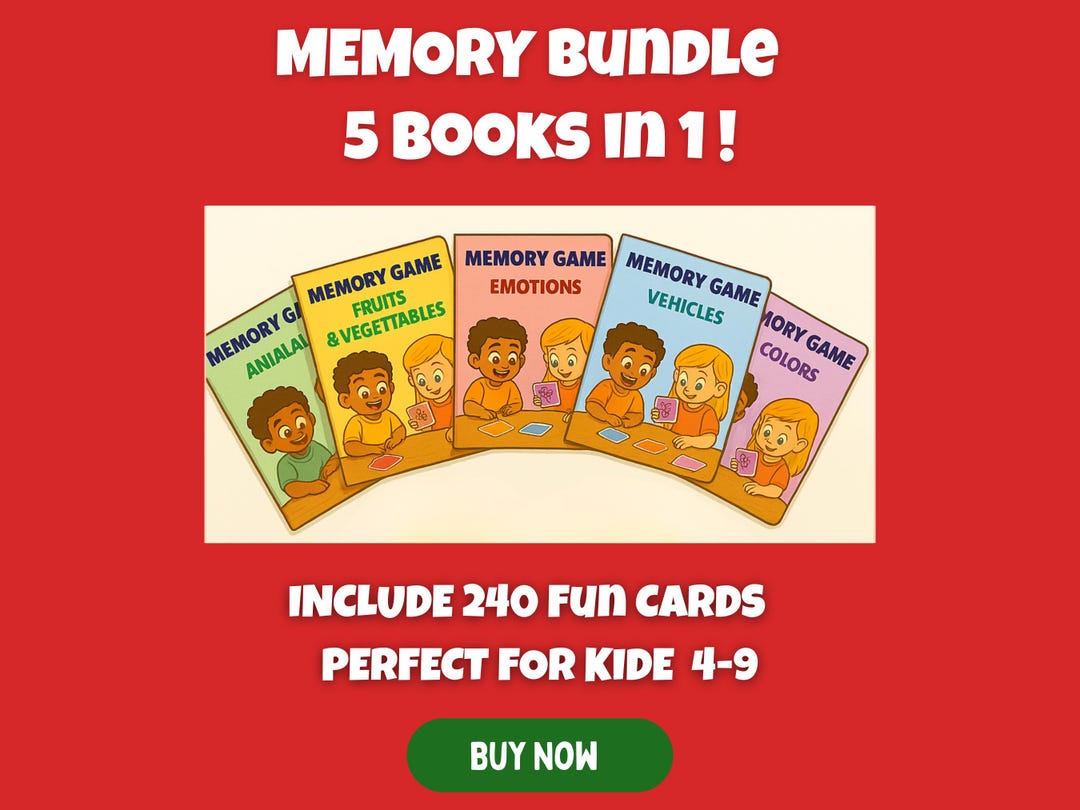 Memory Game for Kids – 5-in-1 Printable Bundle | 240 Cards | Animals ...