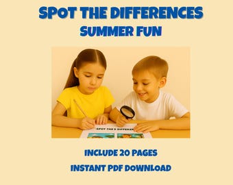 Spot the Difference | Summer Fun | 20 Printable Pages | Kids Activity Book for Ages 4–9 | PDF Game for Boys and Girls | Vacation Fun