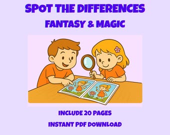 Spot the Difference | Fantasy & Magic Activity Book for Kids | 20 Printable Pages | Fun Visual Puzzle Game for Ages 4–9