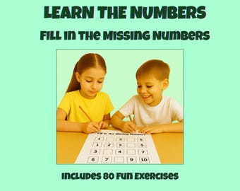 Fill in the Missing Numbers – Learn Numbers Activity Book for Kids | 80 Fun Exercises | Instant Download