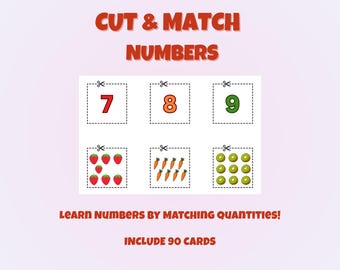 Cut & Match – Numbers | Printable Activity Book for Kids Ages 4-8