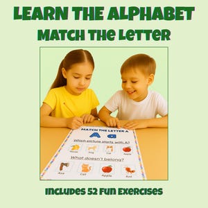 Match the Letter – Learn the Alphabet | 26 ABC Matching Worksheets | Preschool Printable Activity Book | Instant Download