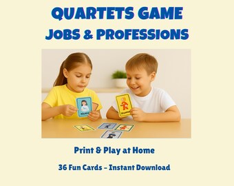 Jobs & Professions – Printable Quartet Game for Kids | Educational Card Game | 36 Career Flashcards | Fun Group Activity for Ages 4–9