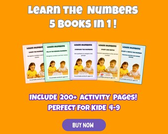 Learn Numbers Bundle for Kids – 5 Printable Activity Books – Fun Counting & Math Worksheets – Instant Download PDF