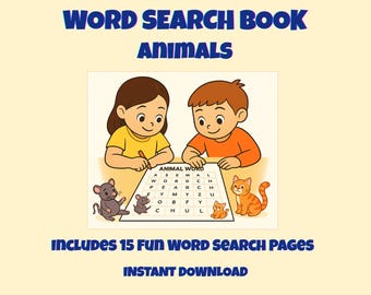 Word Search Book for Kids – Animals | 15 Fun Puzzle Pages | Educational Printable Game for Ages 4-9